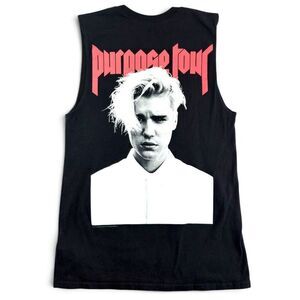 justin bieber purpose tour justin forever sleeveless tank top black size small